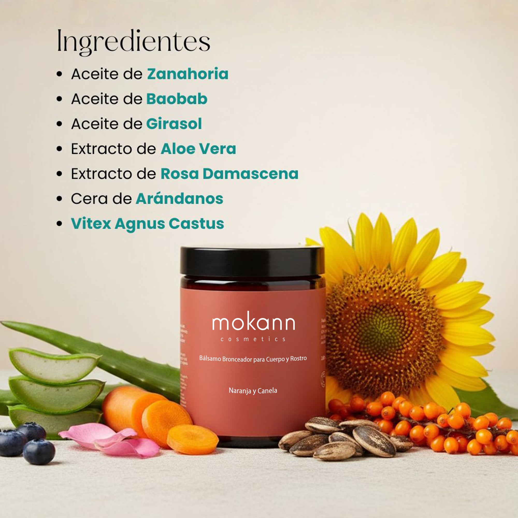 Bálsamo Bronceador para Cuerpo y Rostro de Naranja y Canela.