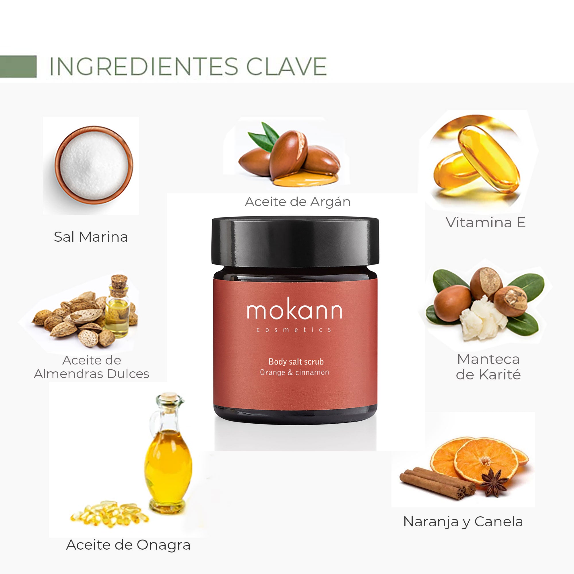 Exfoliante corporal de sal de naranja y canela