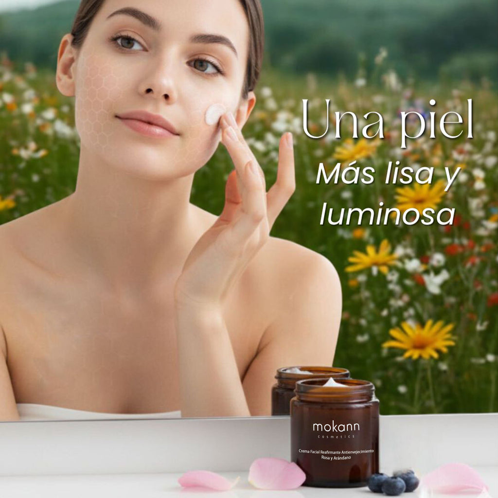 Crema Facial Reafirmante Antiedad de Rosa y Arándano.