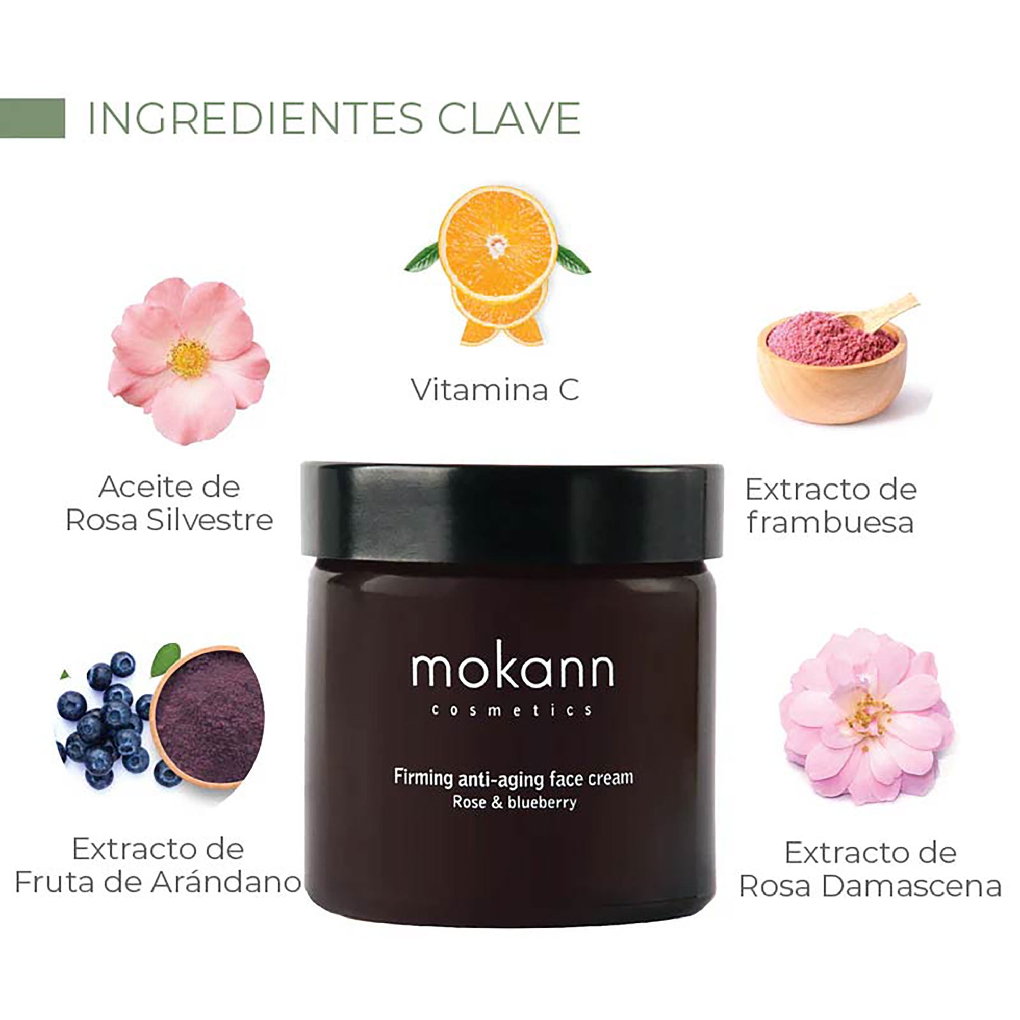 Crema Facial Reafirmante Antiedad de Rosa y Arándano.