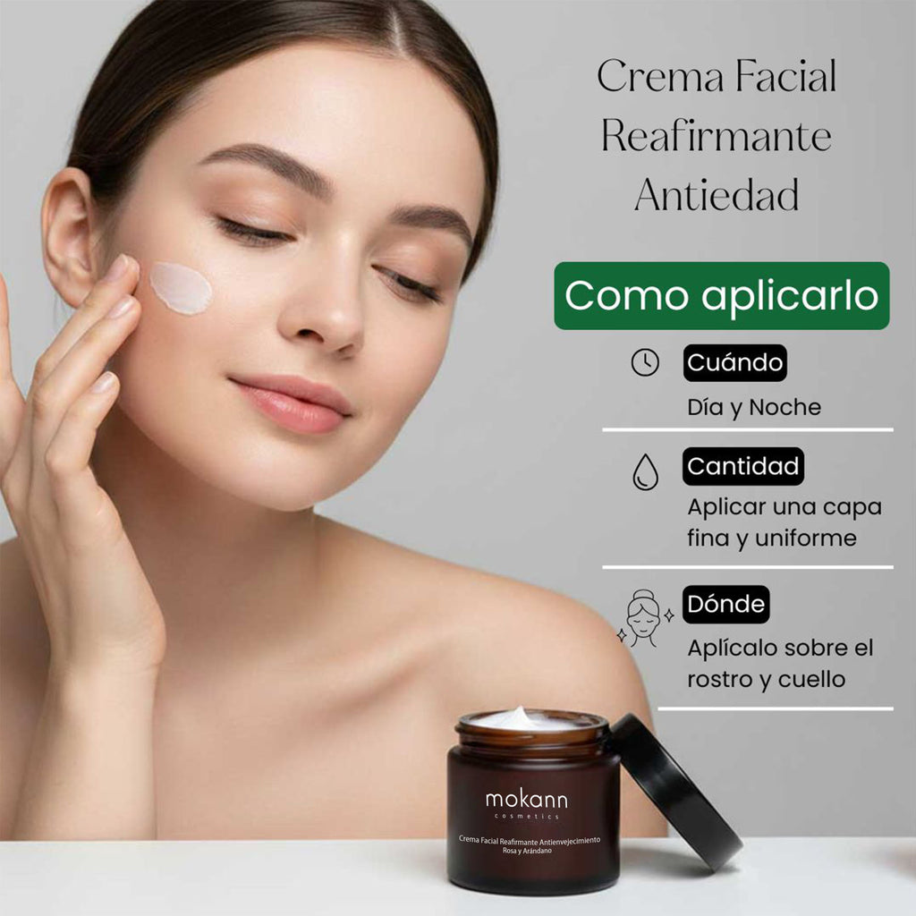 Crema Facial Reafirmante Antiedad de Rosa y Arándano.