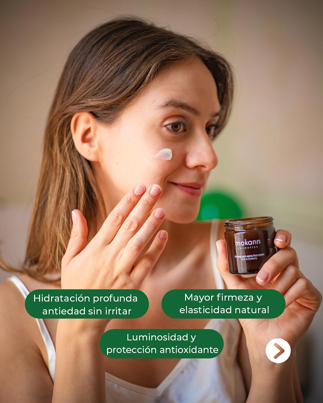 Crema Facial Reafirmante Antiedad de Rosa y Arándano.