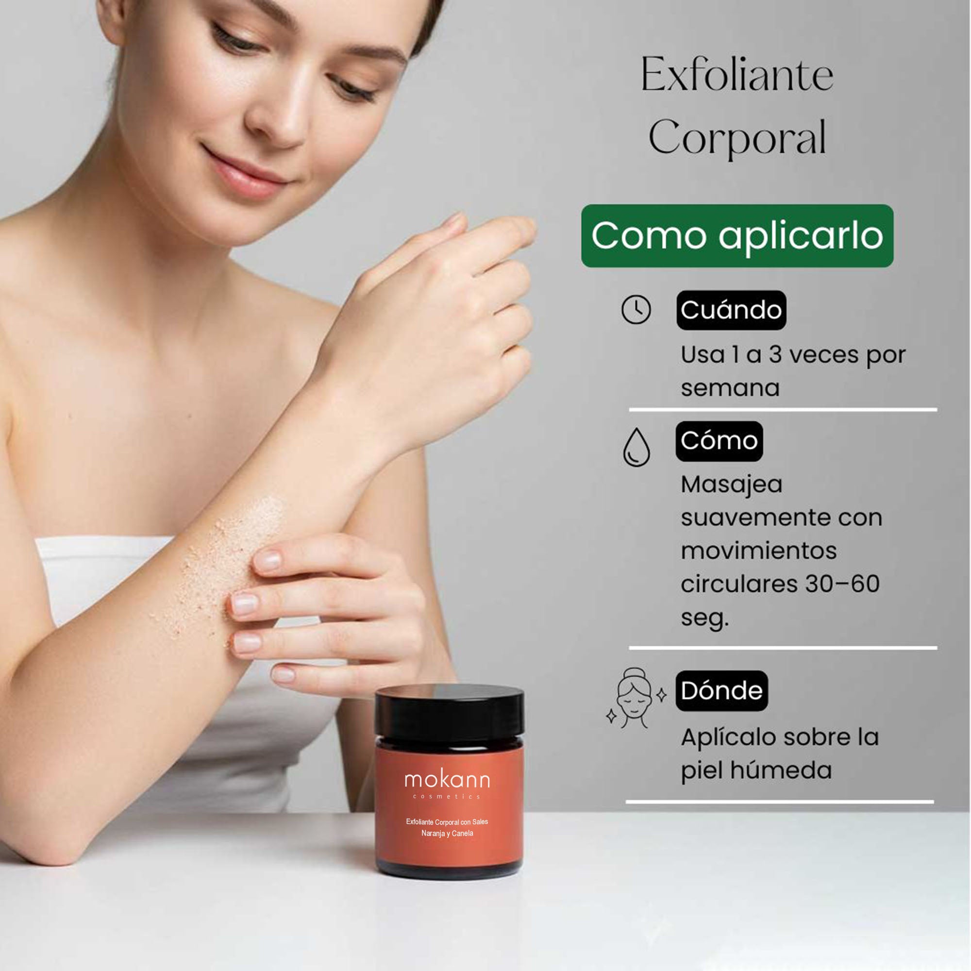 Exfoliante corporal de sal de naranja y canela
