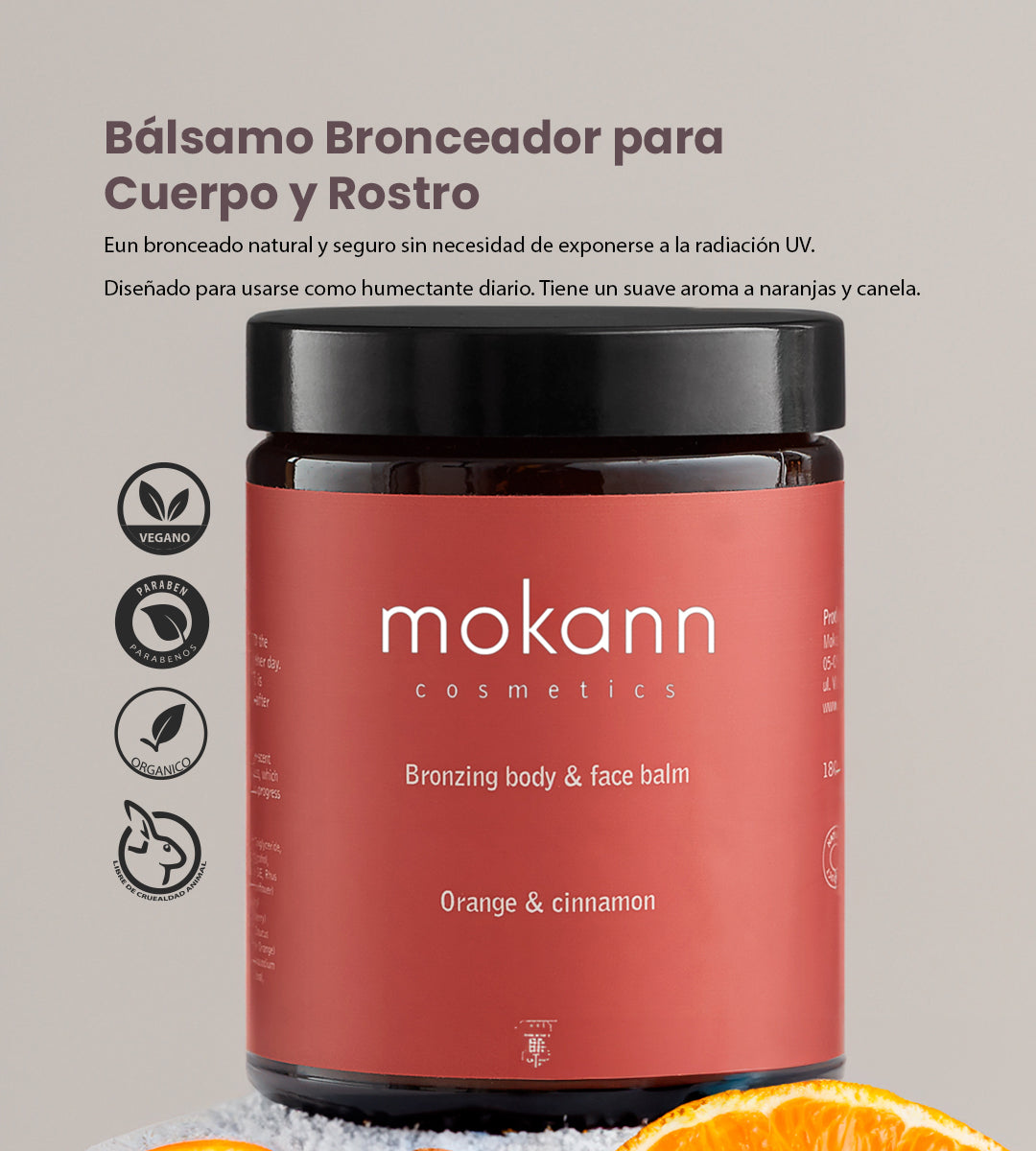 Bálsamo Bronceador para Cuerpo y Rostro de Naranja y Canela. 180 ml