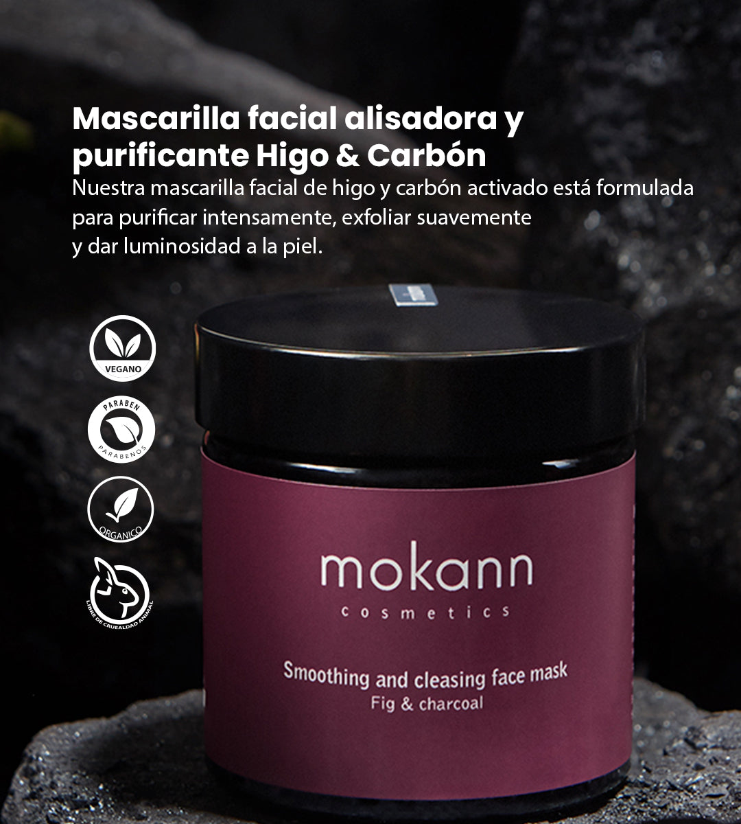 Mascarilla facial suavizante y limpiadora de higo y carbón