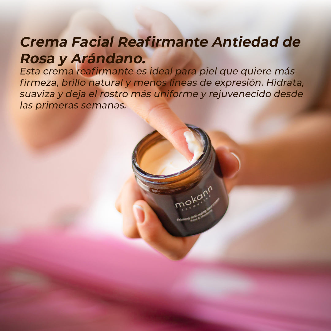 Crema Facial Reafirmante Antiedad de Rosa y Arándano.